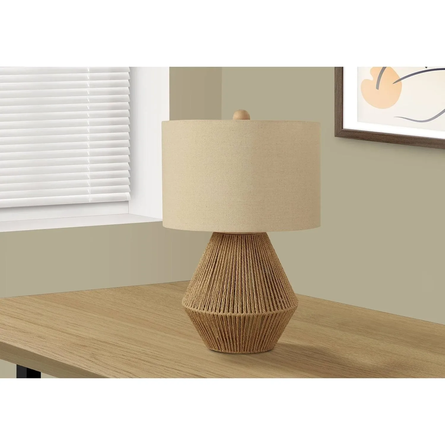 Lighting, 22"H, Table Lamp, Brown Rope, Beige Shade, Transitional