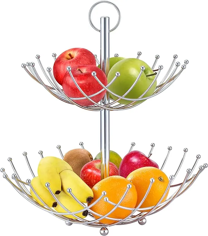 CONCORD 2 Tier Fruit Basket Grocery Countertop Rack Banana Bowl and Vegetable