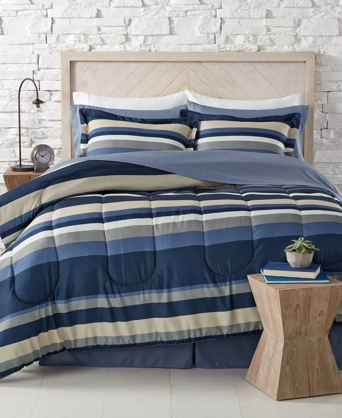 Odyssey Scroll/Stripe Reversible 8 Pc. Comforter Sets, Created for Macy's