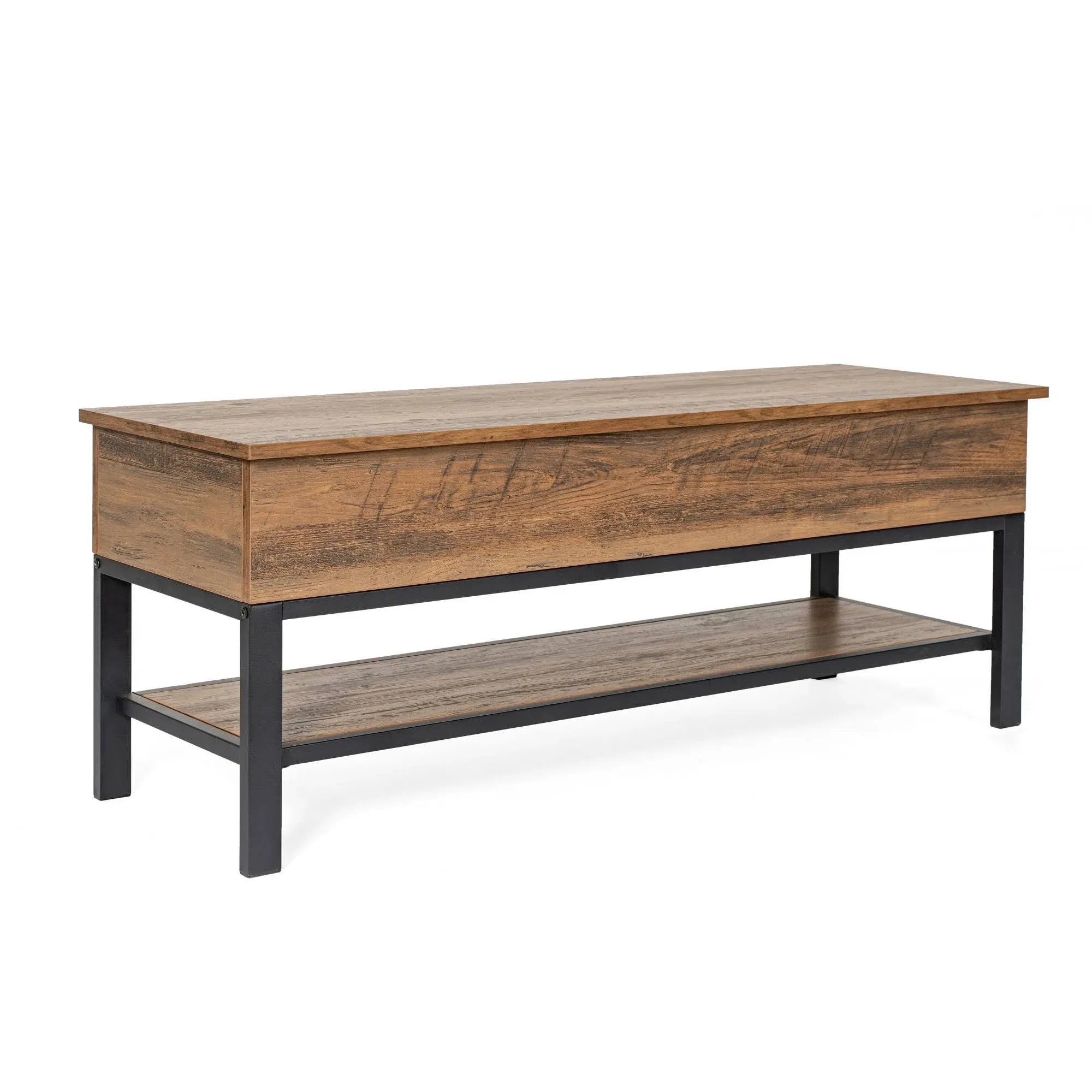 Emma + Oliver Marella Farmhouse Entryway Bench with Hinged Lift Top Seat in ...