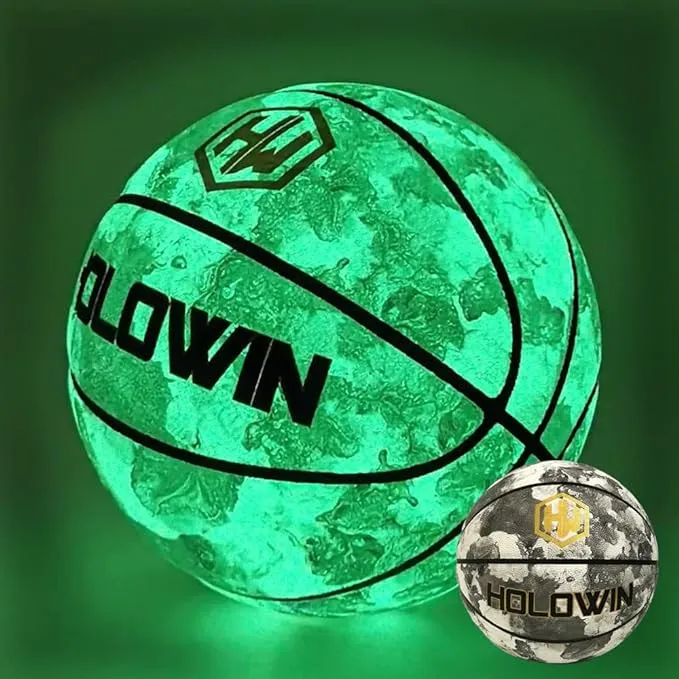 HW HOLOWIN Reflective Glowing Holographic Luminous Basket Ball for Night Game...