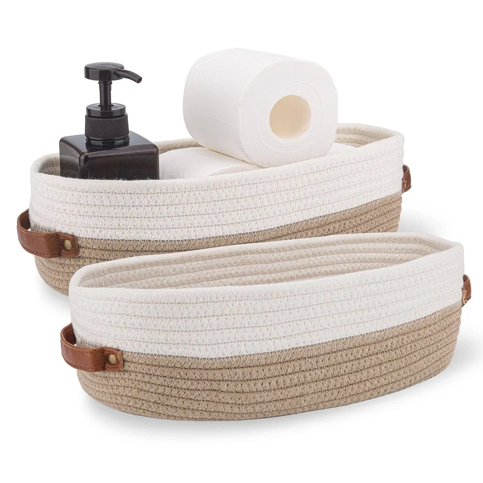 2 Pack Cotton Rope Bathroom Decor Baskettoilet Paper Holder Basketfarmhous<wbr/>e Home