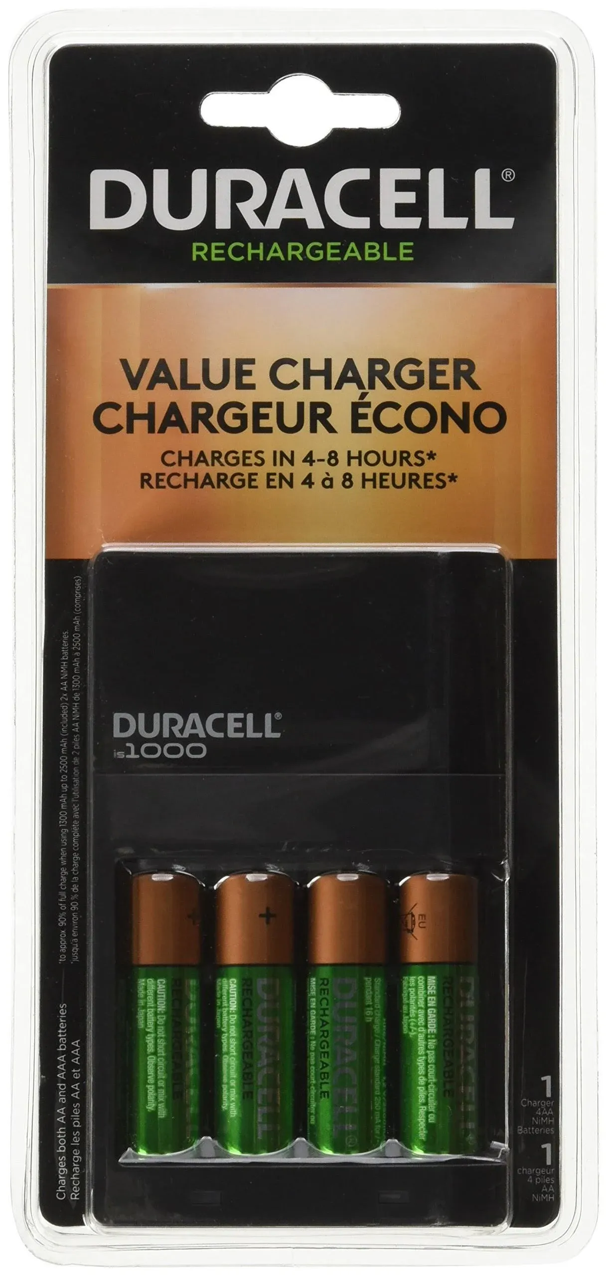 Combo Duracell Charger W 4 AA StayCharged Battery Rechargeable Batteries CEF14