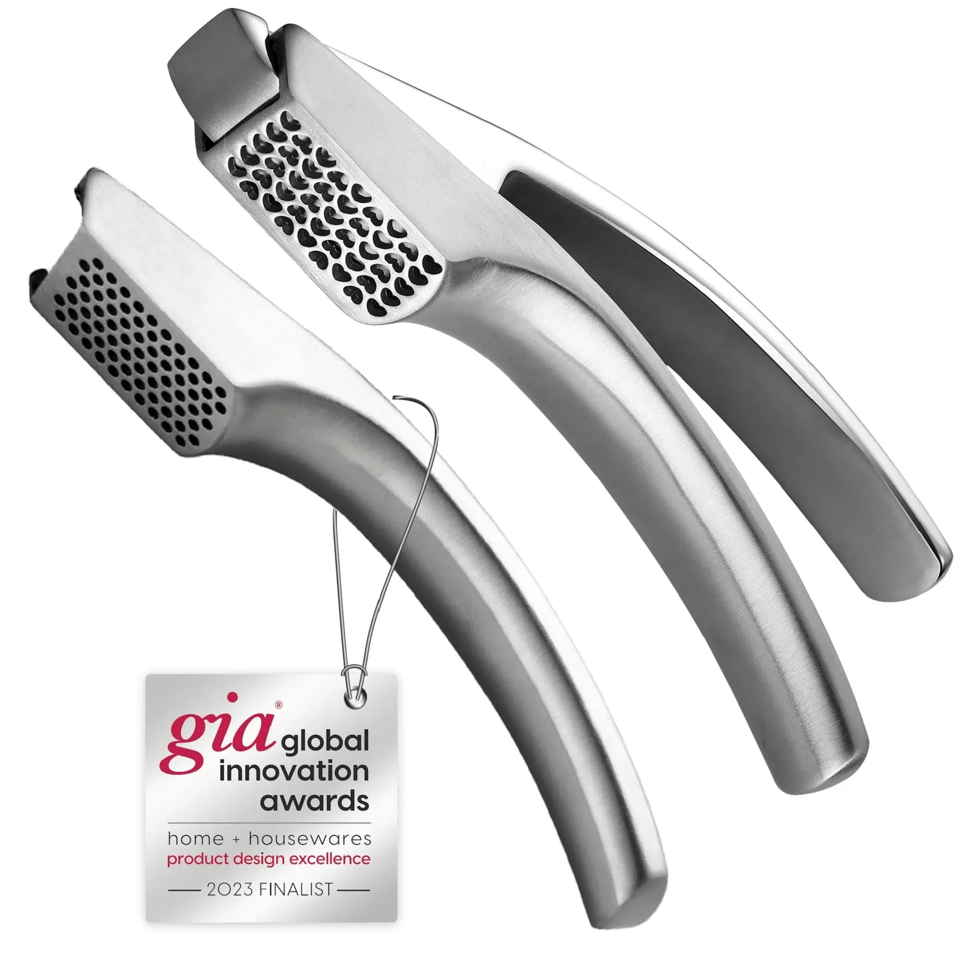 Gourmet Easy Garlic Press Stainless Steel - No Need to Peel Garlic Mincer Combo ...