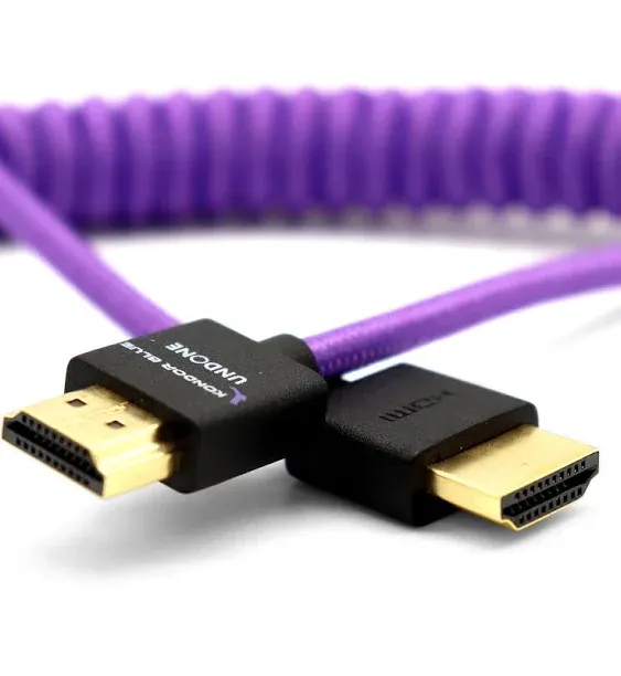 Gerald Undone MK2 Mini HDMI to Full HDMI Cable 12"-24" Coiled (Purple)