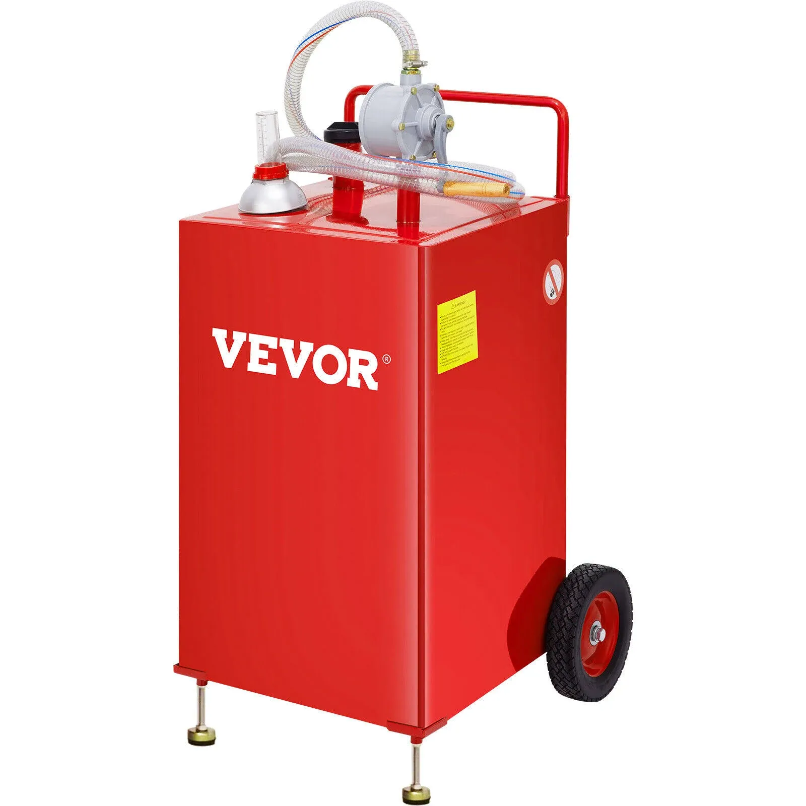 VEVOR 30 Gallon Fuel Caddy Gas Storage Tank & 4 Wheels with Manuel Transfer Pump