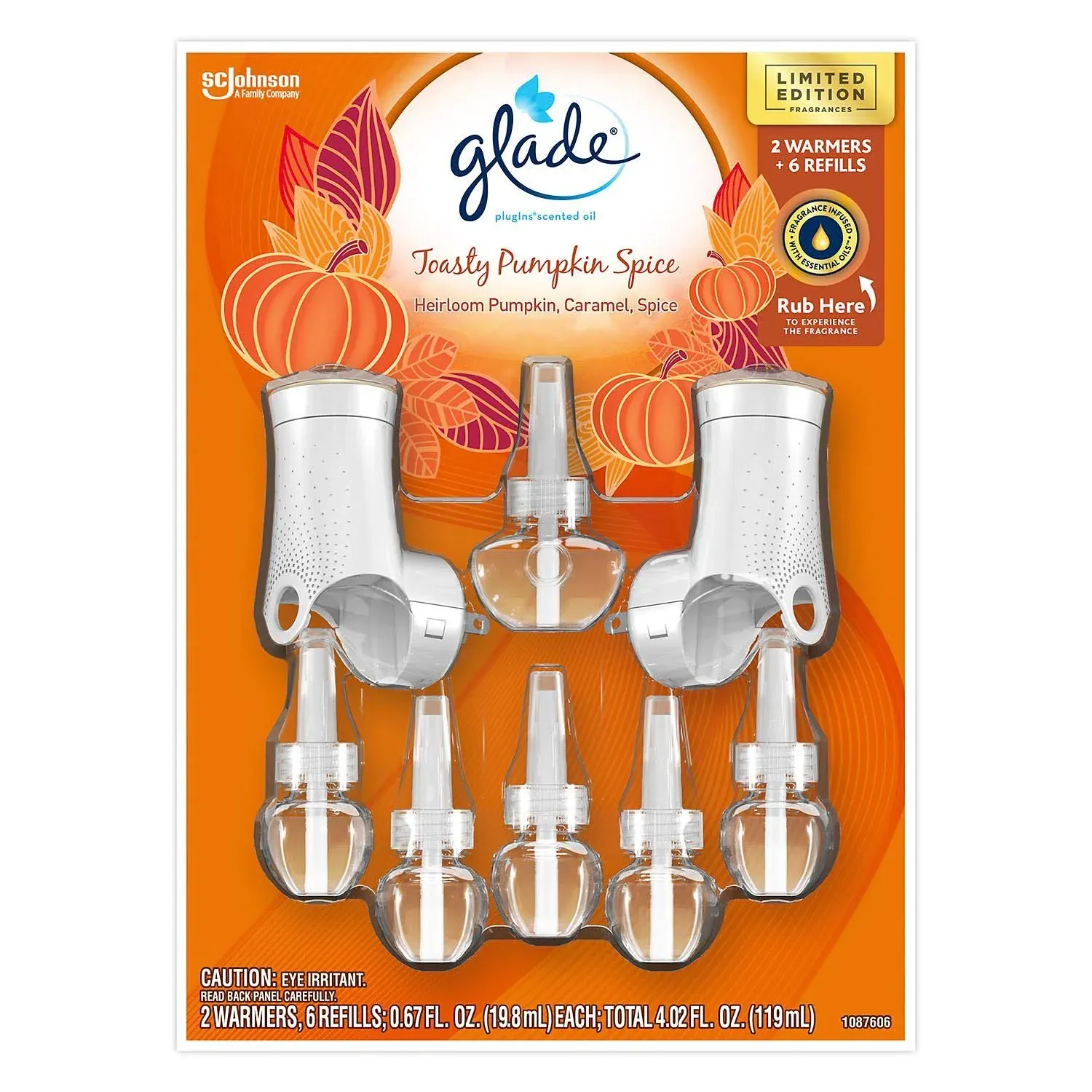 Glade Toasty Pumpkin Spice 2 Warmers & 6 Refills-Limited Edition