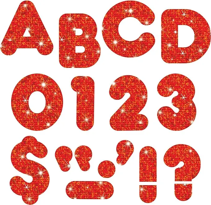 Trend Red Sparkle 4" Casual UC Ready Letters, Bulletin Board Decor, 4-Inch, 72 Pieces