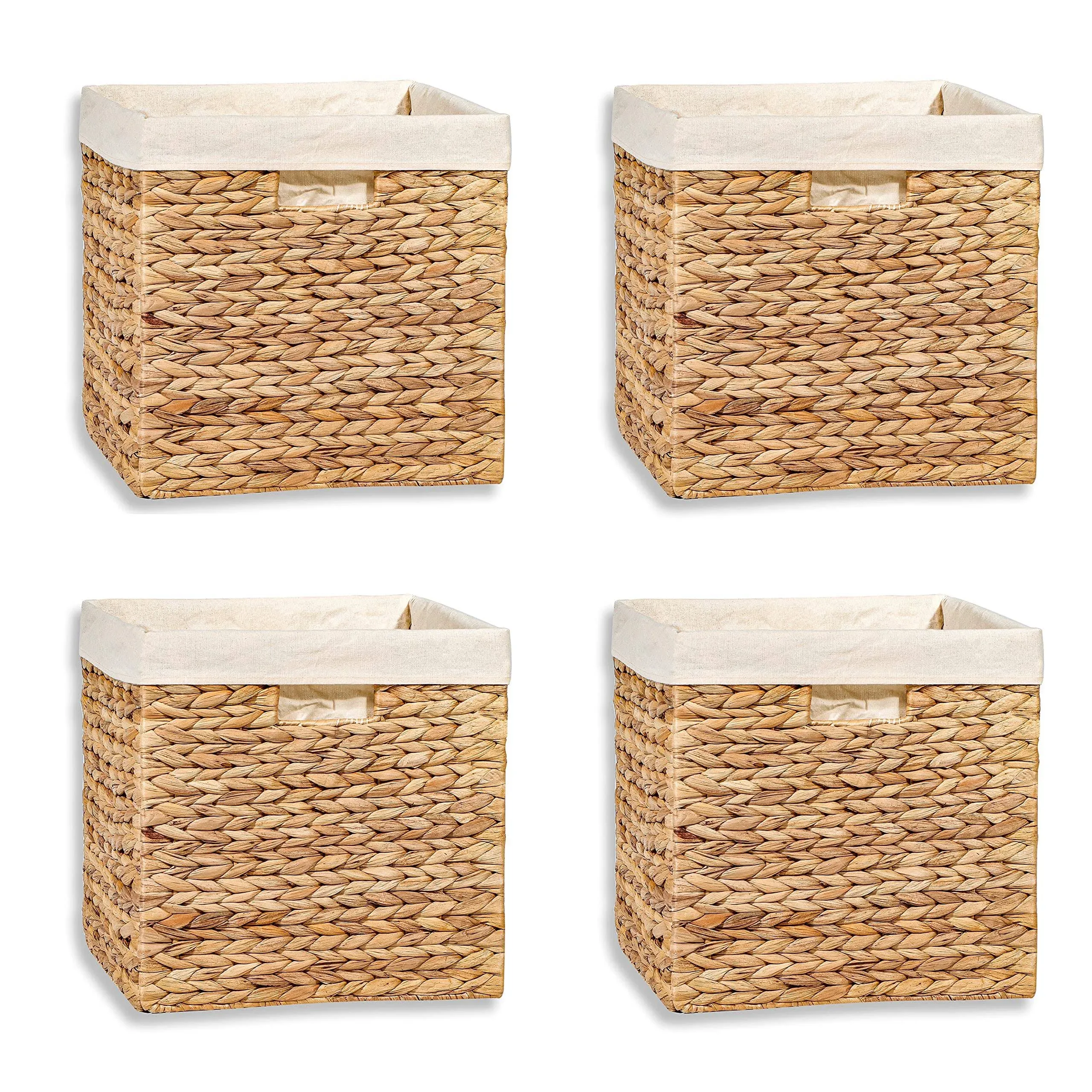 12" Foldable Hyacinth Storage Basket with Iron Wire Frame and Removable Liner by ...