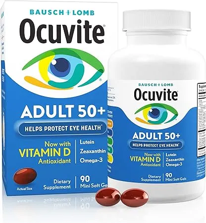 Ocuvite Eye Vitamin & Mineral Supplement, Contains Zinc, Vitamins C, E, Omega 3, Lutein, & Zeaxanthin, 90 Softgels (Packaging May Vary)