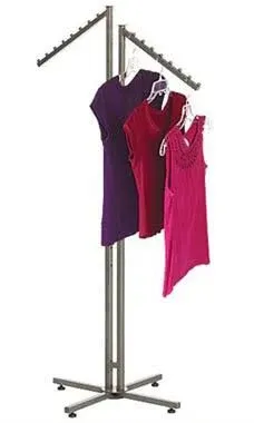 SSWBasics Boutique Raw Steel 2-Way Clothing Rack with Slant Arms