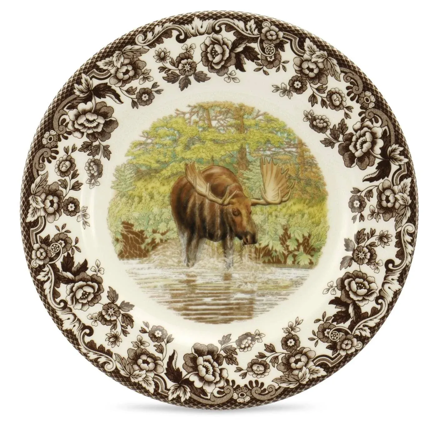 Spode Woodland Salad Plate, Majestic Moose, 8” | Perfect for Thanksgiving and Other Special Occasions | Made in England from Fine Earthenware | Microwave and Dishwasher Safe