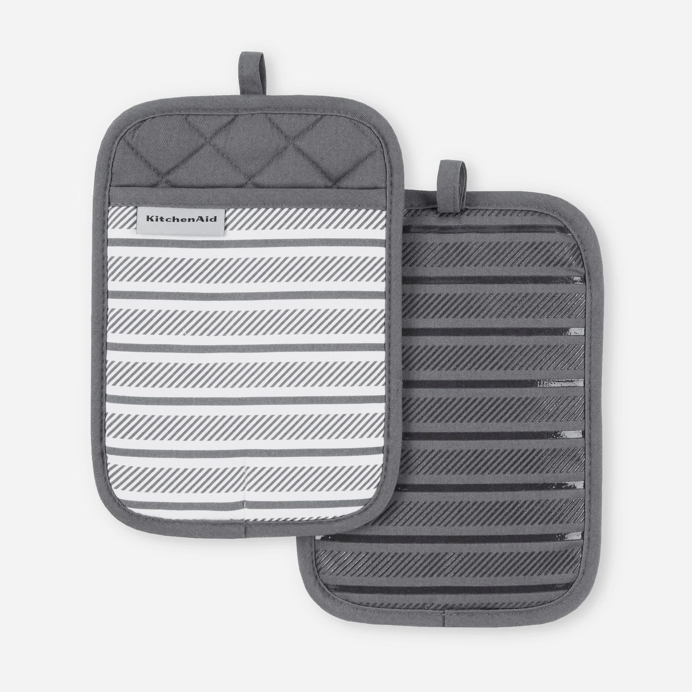 KitchenAid Albany Cotton Charcoal Grey Pot Holder Set (2-Pack) 2P017469TDKA 52GY