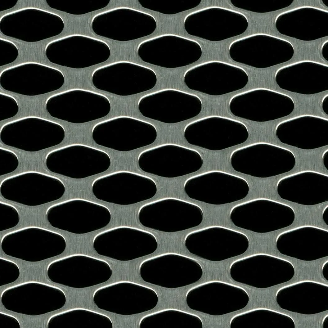 customcargrills 6"x36" Perforated GT Grill Mesh Sheet - Silver - Shipped Flat, 0.37 x 0.75 inch ellipse hole opening, 0.065" thick raw Aluminum, Made in USA