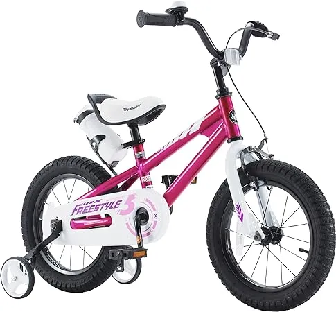 Royalbaby Freestyle 14 in. Fuchsia Kids, Boys and Girls Bike with Training Wheels