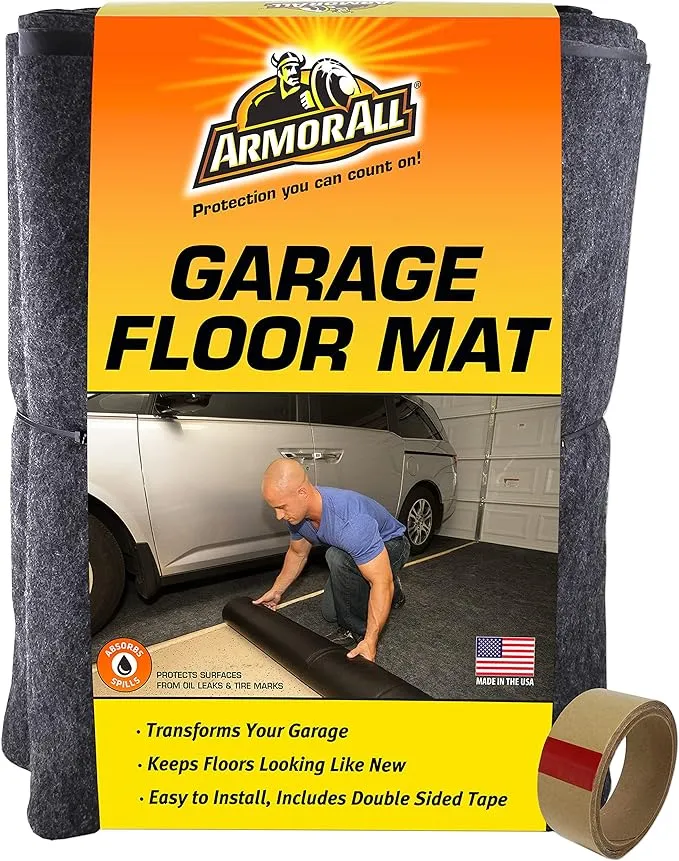 Armor All Premium Original Garage Floor Mat, (20' x 7'4"), Protects Surfaces, Transforms Garage, Absorbent/Waterproof/Durable (Includes Double Sided Tape) (USA Made) (Charcoal)Armor All Premium Original Garage Floor Mat, (20' x 7'4"…