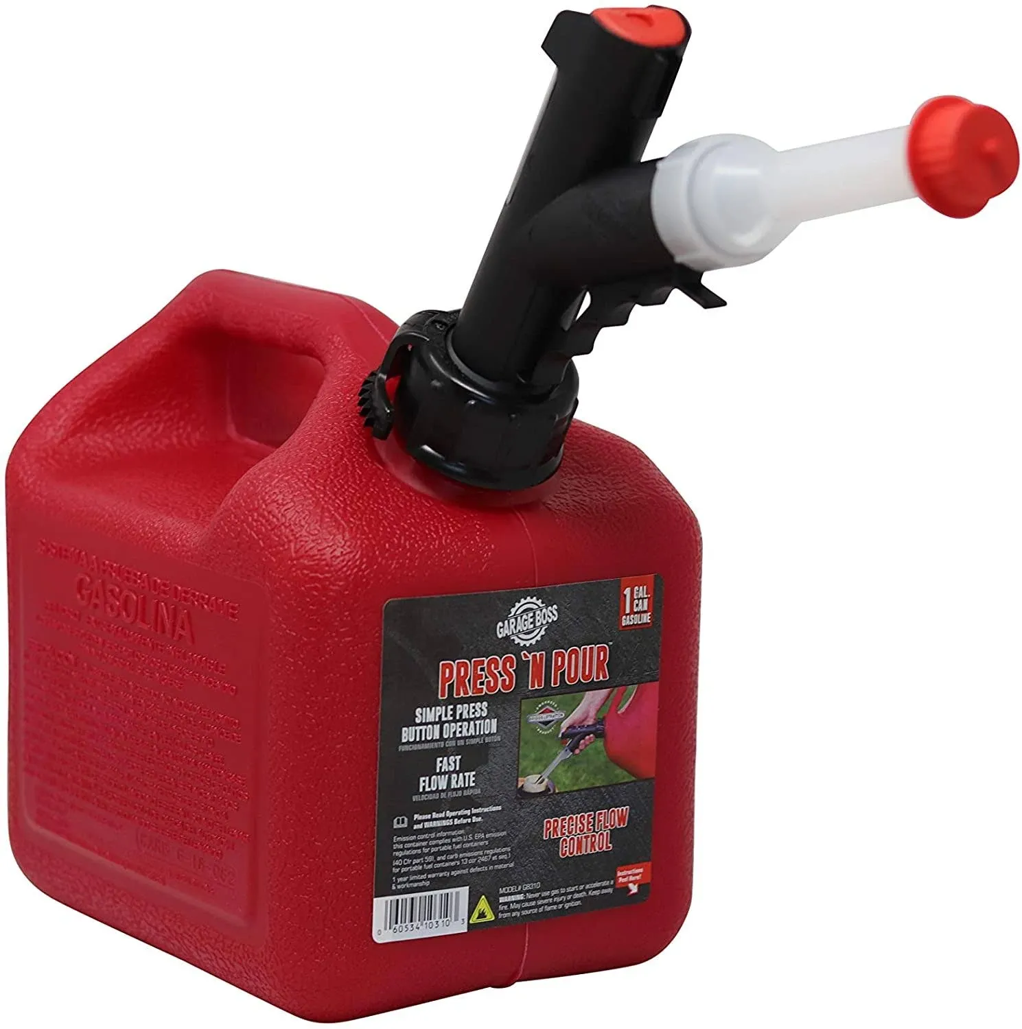 Garage Boss Red Plastic Gas Can - 1 Gallon Capacity, GB310