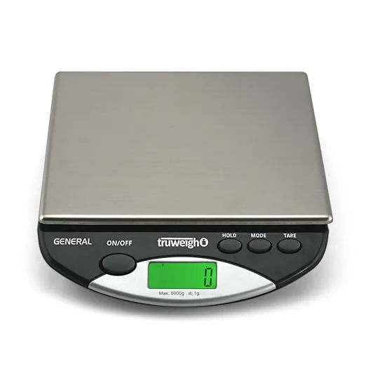 General Compact Bench Scale - (8000g X 1g - Black) - Digital Kitchen Scale - Shipping Scale - Large Kitchen Scale - Digital Postal Scale - Large Food Scale - Professional Digital Scale