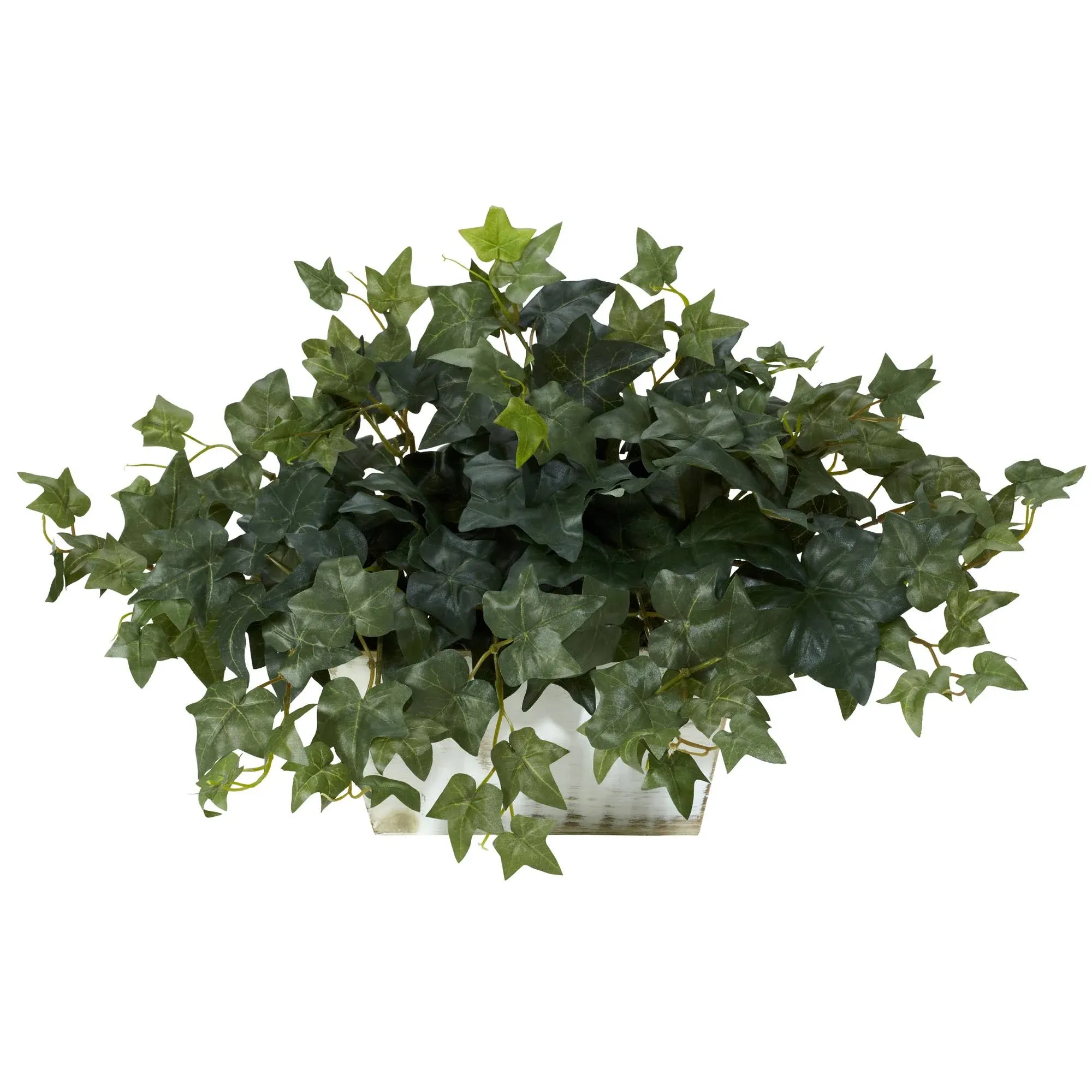 Nearly Natural Ivy with White Wash Planter Silk Plant