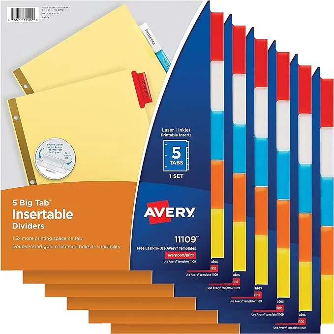 Avery 5-Tab Dividers Insertable Big