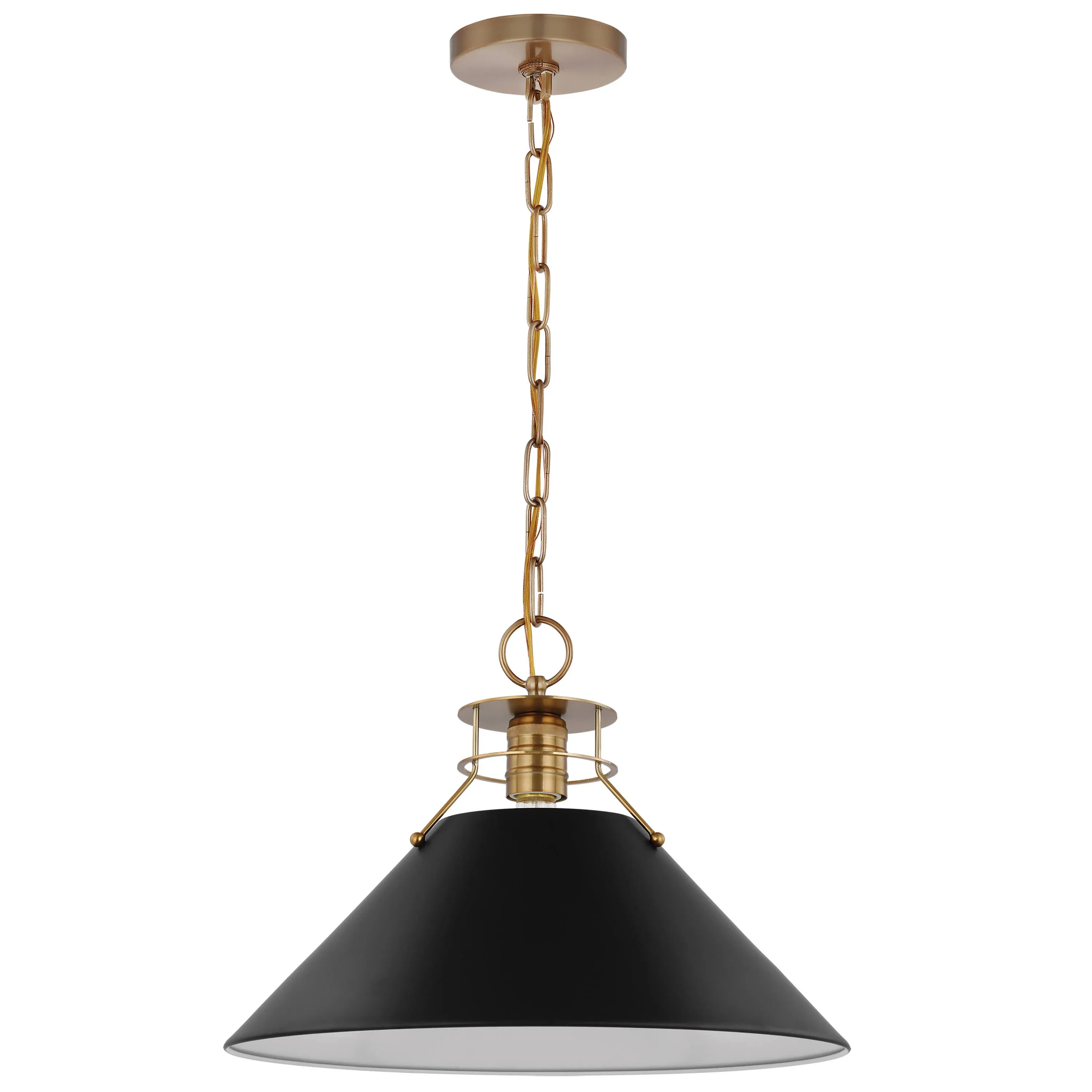 Nuvo Lighting Outpost 1 Light Pendant Matte Black/Burnished Brass / Large