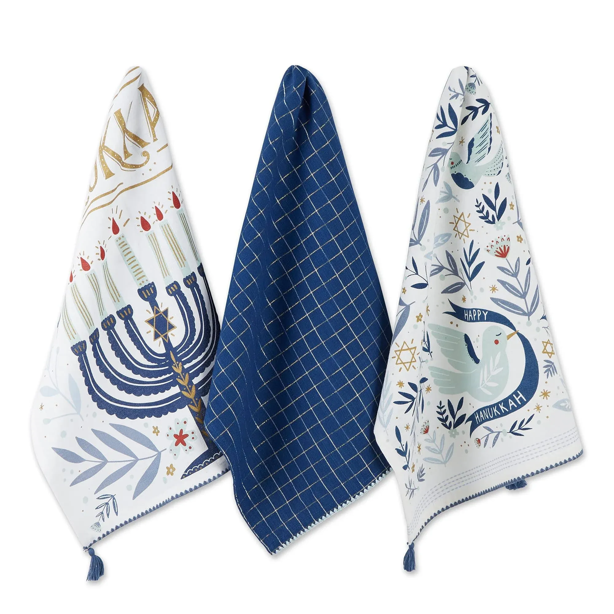 DII Hanukkah Collection Kitchen, Dishtowel Set, 18x28, Happy Hanukkah, 3 Piece