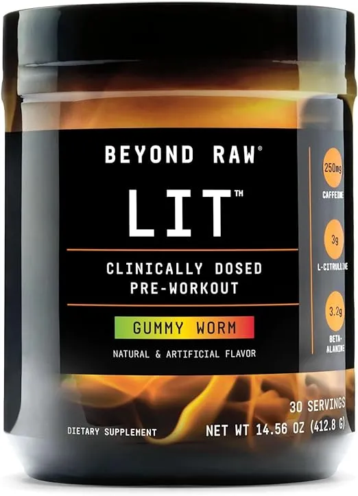 Beyond Raw Lit Clinically Dosed Pre-Workout, Orange-Mango (7.2 oz)