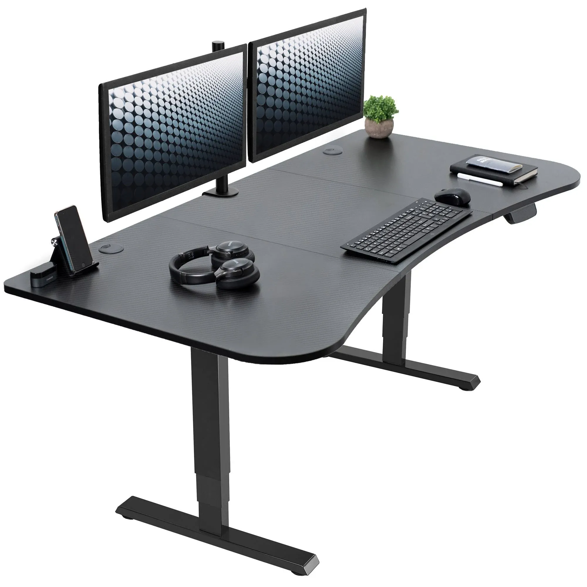 Vivo Electric Height Adjustable 63 x 32 in Memory Stand Up Desk, Dark Gray Table Top