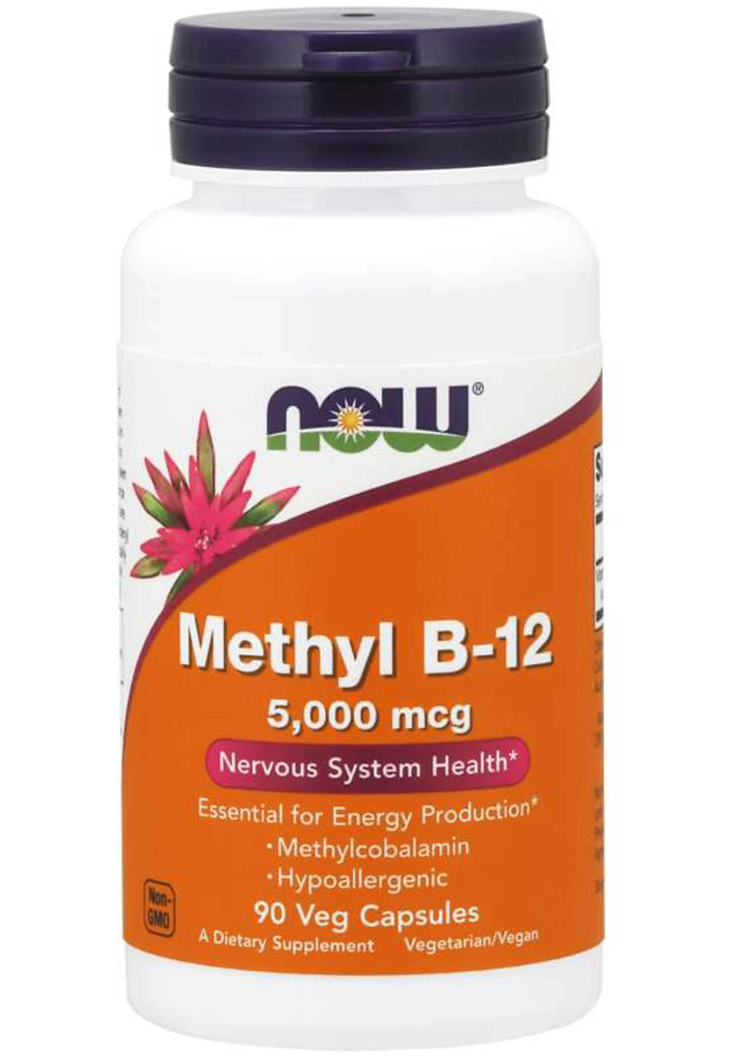 NOW Supplements, Methyl B-12 5000mcg,Methylcobalamin, Hypoallergenic, 90 Veg Capsules