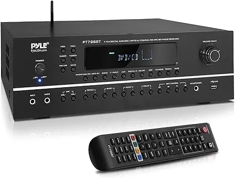 Pyle 7.1-Channel Hi-Fi Bluetooth Stereo Amplifier - 2000 Watt AV Home Theater Speaker Subwoofer Surround Sound Receiver w/ Radio, USB, RCA, HDMI, MIC IN, Supports 4K UHD TV, 3D, Blu-Ray - PT796BT