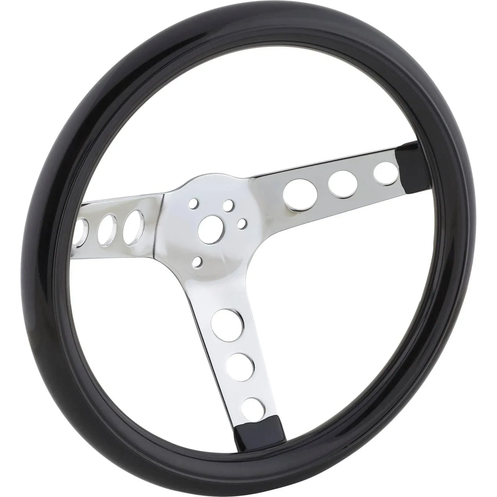 Speedway Motors Classic 12&#034; Inch Black 3 Spoke Chrome Steering Wheel with Holes