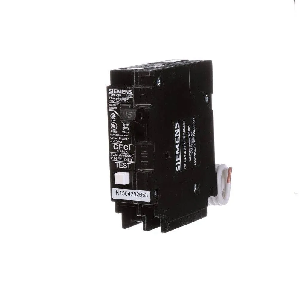 SIEMENS 6-Pack (6 Pack) Q115 Breaker, 15A, 1P, 120 VAC, Plug-in, Black