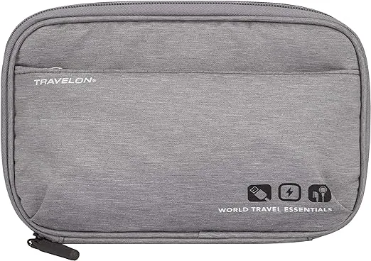 Travelon World Travel Essentials Tech Organizer, Gray Heather, One Size