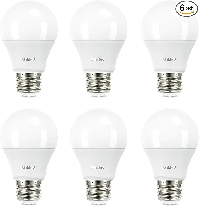 Linkind A19 LED Light Bulb, 60W Equivalent Light Bulbs, 9W 5000K Daylight, 840 Lumens Non-Dimmable LED Bulb, E26 Standard Base, Energy Efficient UL Listed, 6-Pack