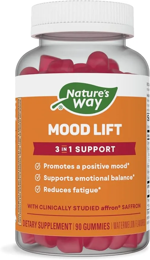 Nature's Way Mood Lift Gummies, Reduces Fatigue*, with Affron Saffron and Vitamin D3, 90 Gummies