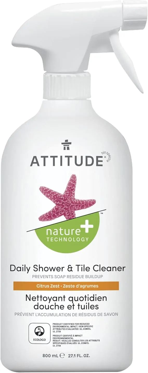 Daily Shower &amp; Tile Cleaner by Attitude, 27 oz Citrus Zest