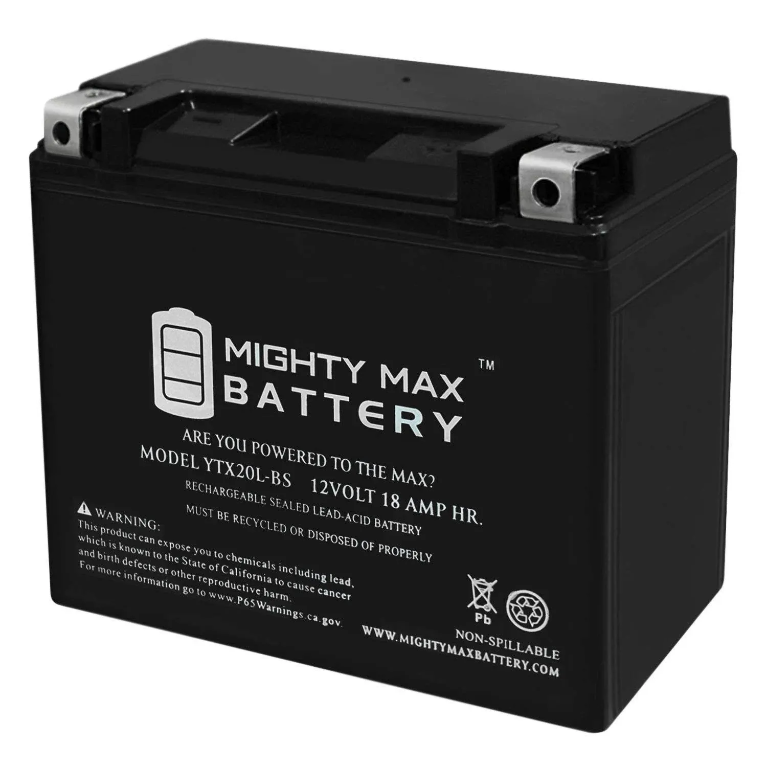 Mighty Max Battery Ytx20l-bs Battery for Yamaha YFM700FG Grizzly 700 Fi 4x4 07-12