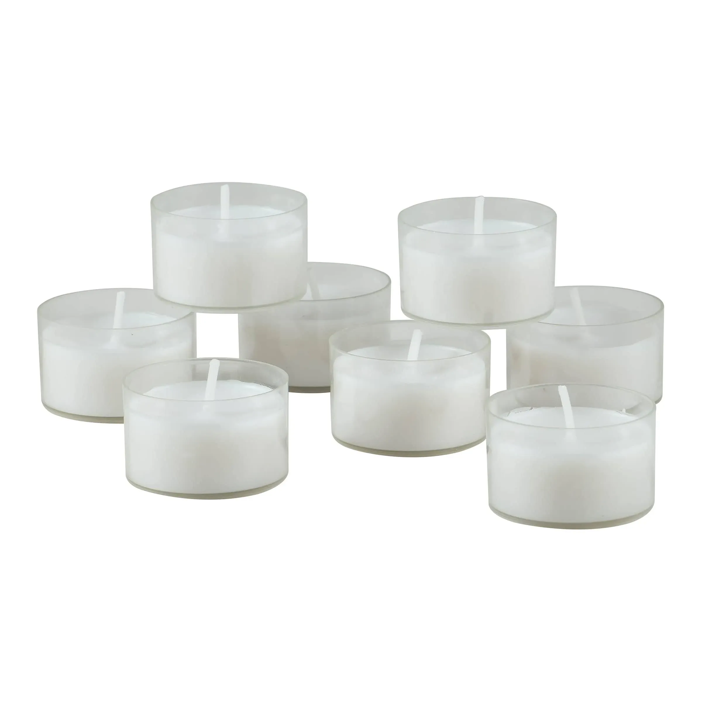 Stonebriar Collection Unscented Long Burning Clear Cup Tealight Candles - Set of 48, White