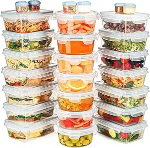 Shazo HUGE set 54 Pack Food Storage Containers with Airtight Lids, 27 containers+27 Lids, Meal Prep Snap Lids Lunch/Bento Box - BPA Free Freezer Safe - Kitchen Plastic Storage Container Set