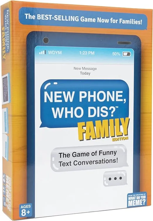 WHAT DO YOU MEME? New Phone, Who Dis? Family Edition - The Text Message Family Party Game, Christmas Games for Family Party