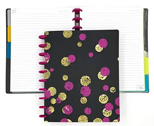 Talia Discbound Notebook, Bounce Maroon w/Pink Discs, Midsize