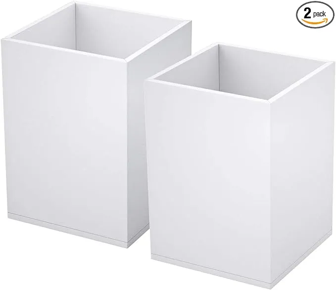 NIUBEE White Acrylic Pen Holder 2 Pack, Desktop Pencil Cup Stationery Organizer