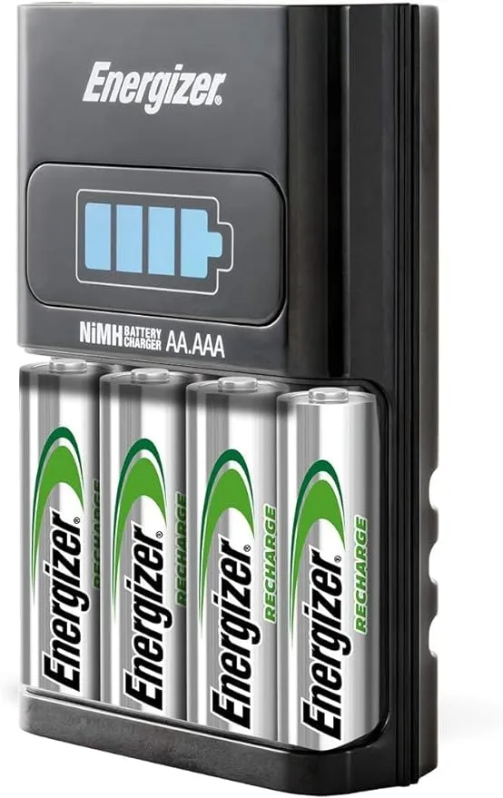 Energizer AA/AAA 1 Hour Charger with 4 AA NiMH Rechargeable Batteries (Charges AA or AAA batteries in 1 hour or less) - Packaging May Vary