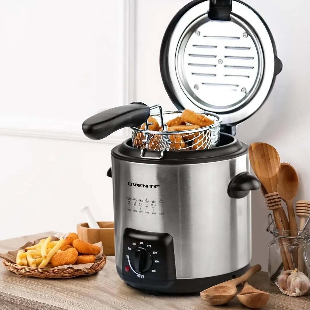 Ovente Electric Deep Fryer 0.9l 840w Power with Locking Lid