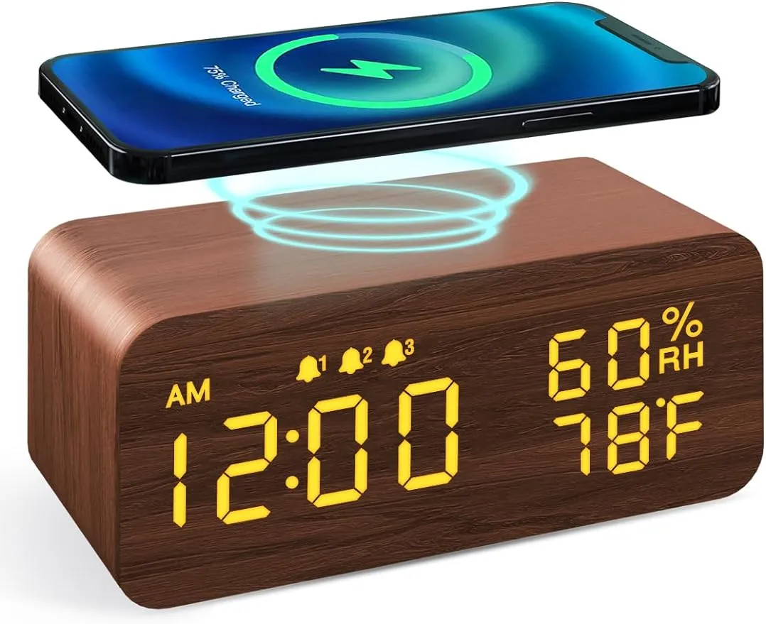 Jall Wooden Digital Alarm Clock