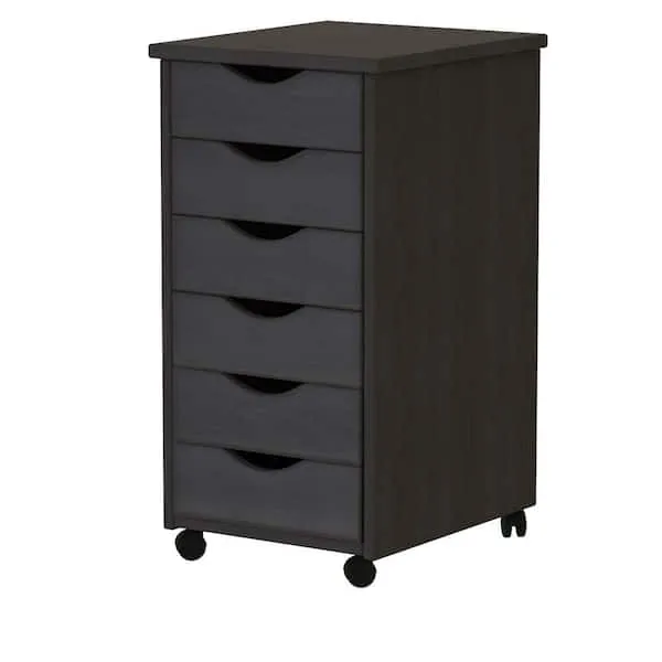 Adeptus 6 Drawer Roll Cart - Black