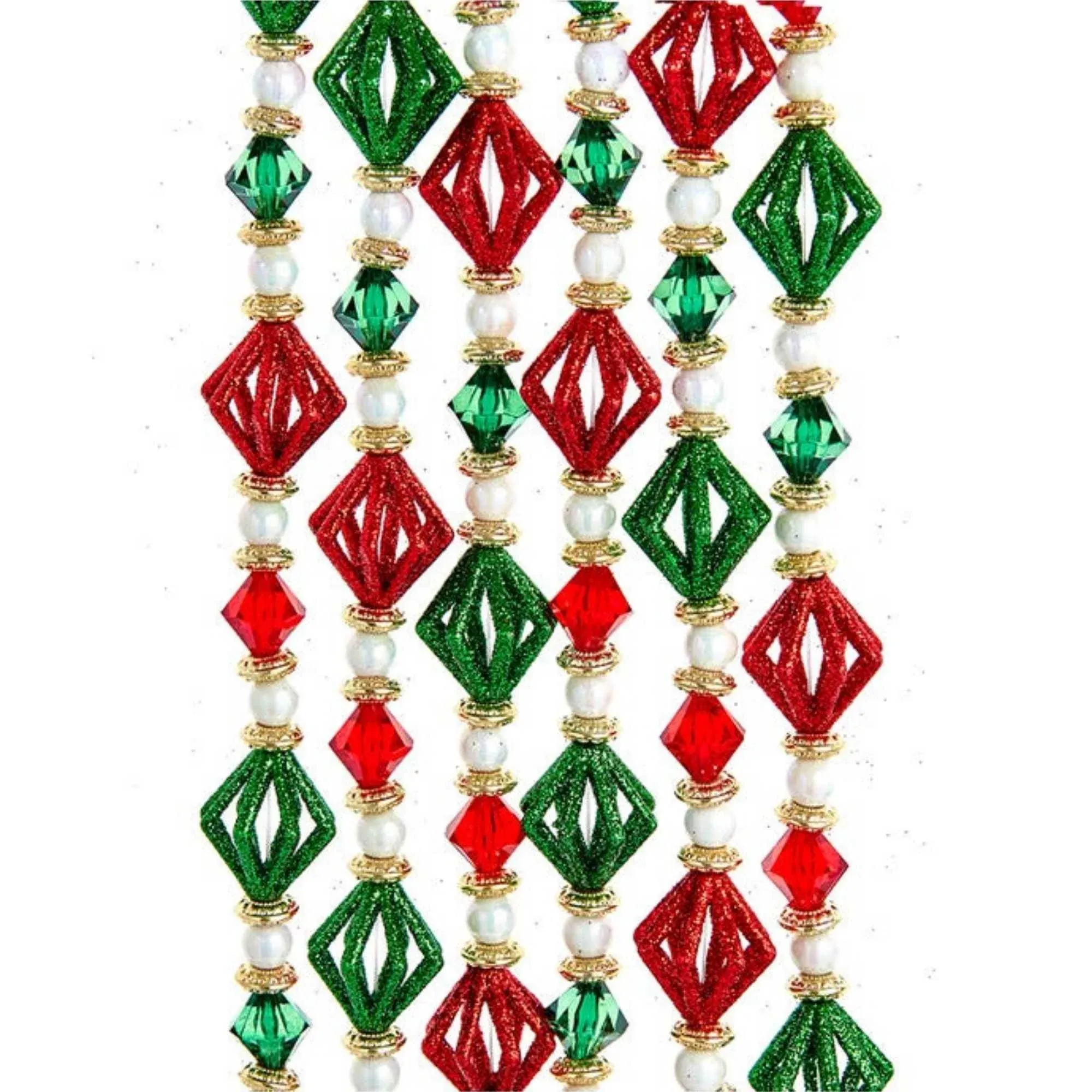 Kurt S. Adler D4053 Bead Garland, Red, Green, Gold, White