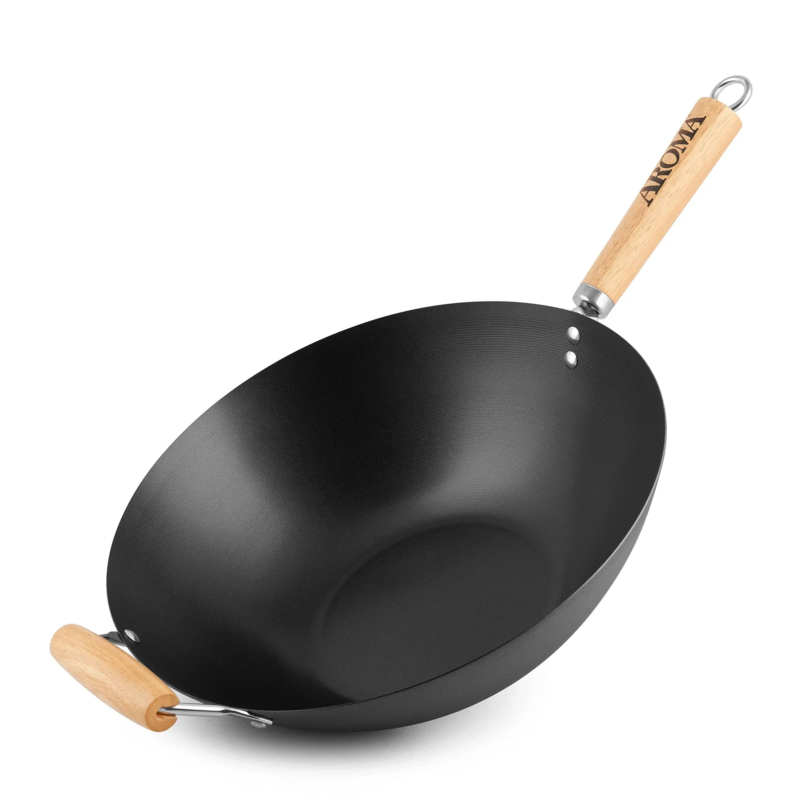 Aroma Housewares 14&#034;&#034; Heavy Duty Carbon Steel Cookware ANW-102 Non-Stick Wok&#034;