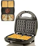 Ovente 3-in-1 Electric Sandwich Maker with Detachable Non-Stick Waffle and Grill Plates, 750