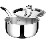 Duxtop Whole-Clad Tri-Ply Stainless Steel Saucepan with Lid 2 Quart. Preowned